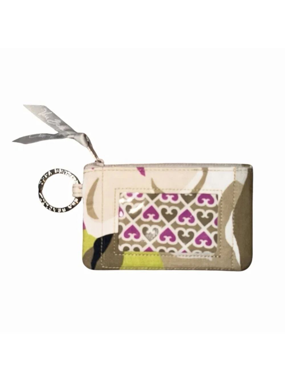 Vera Bradley Portobello Road Zip ID Case Mini Wallet Retired Gray Floral NWOT